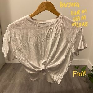 Bershka White Tied Crop Top